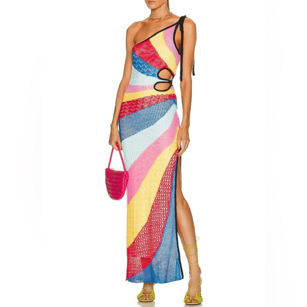 NWOT Staud Alpes Dress in “Rainbow Stripe”